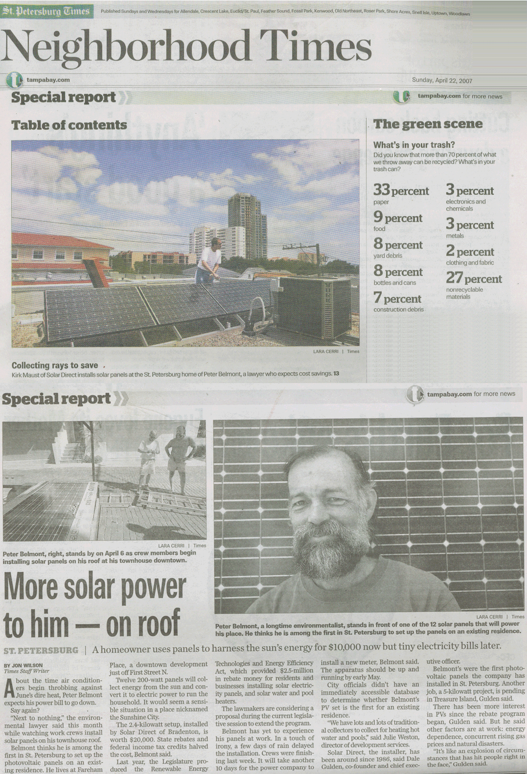 St Petersbur Times solar electricity article