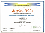 Stephen White PV Certificate