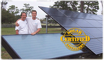 Photograph of installation of solar electric system and solar thermal system