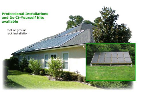 solar pool heater roof and ground rack installations
